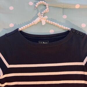 L.L.Bean Navy/White Striped Misses Dress XS PET